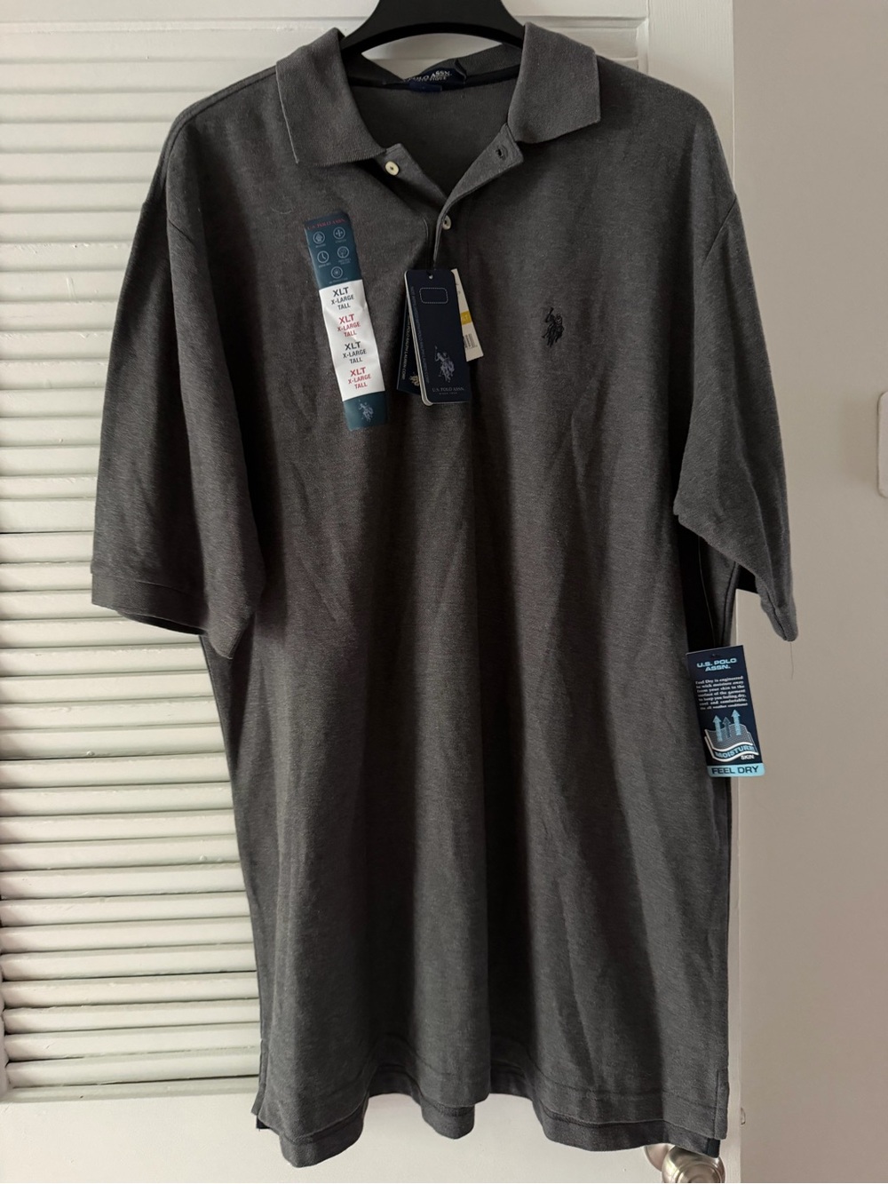 US Polo Assn Shirt Mens Size XLT Big Tall Luxury Feel Gray Cotton Button NWT